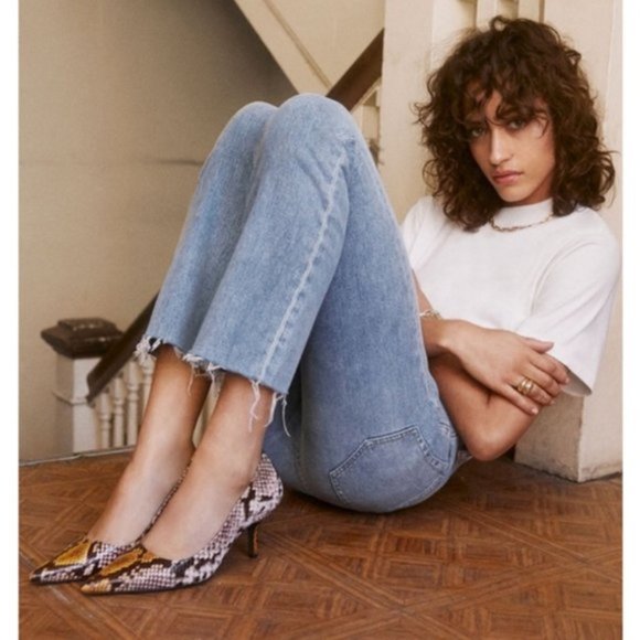 ANINE BING Devon Pumps  Leather Python Snakeskin Heels 37 New Box - Picture 3 of 12